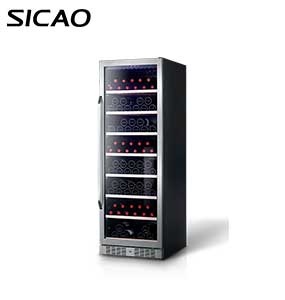 SICAO 450L สแตนเลสที่ไม่ซ้ำกัน 3 โซนตู้เย็นตู้แช่ไวน์ 